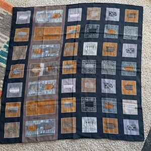 Delvaux 100% Silk Scarf Square 90cm Neutral Pattern Colors